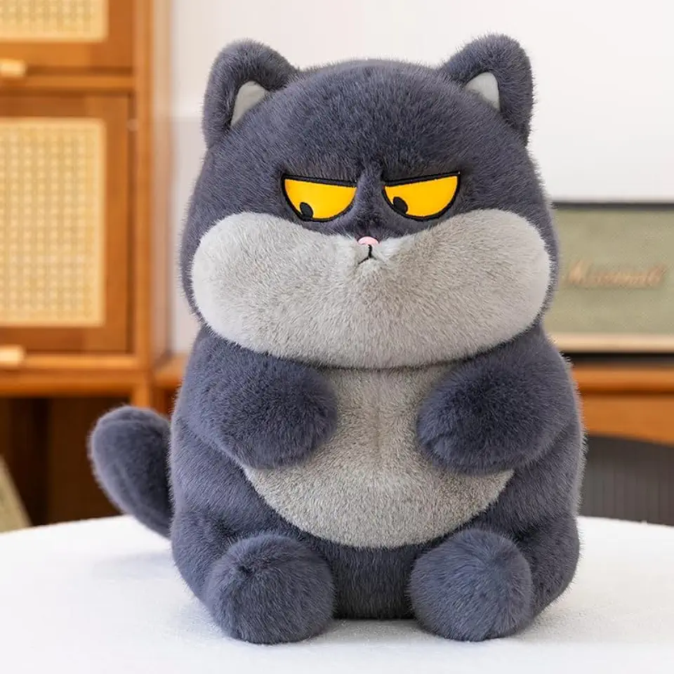 Grumpy Cat Plush Toy, 13.78" Soft Stuffed Animal, Cute Cuddly Cat Doll for Kids, Babies, Boys & Girls, Home Decor, Travel Buddy, Stress Relief Companion