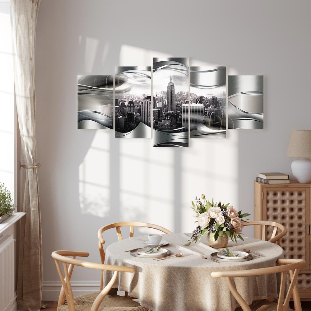 Cuadros B&D XXL - Cuadro en Lienzo 225x112 cm New York 5 piezas - Impresión en material tejido no tejido cuadros decoracion salon modernos lienzos - Ciudad Paisaje Nueva York NY d-A-0032-b-o