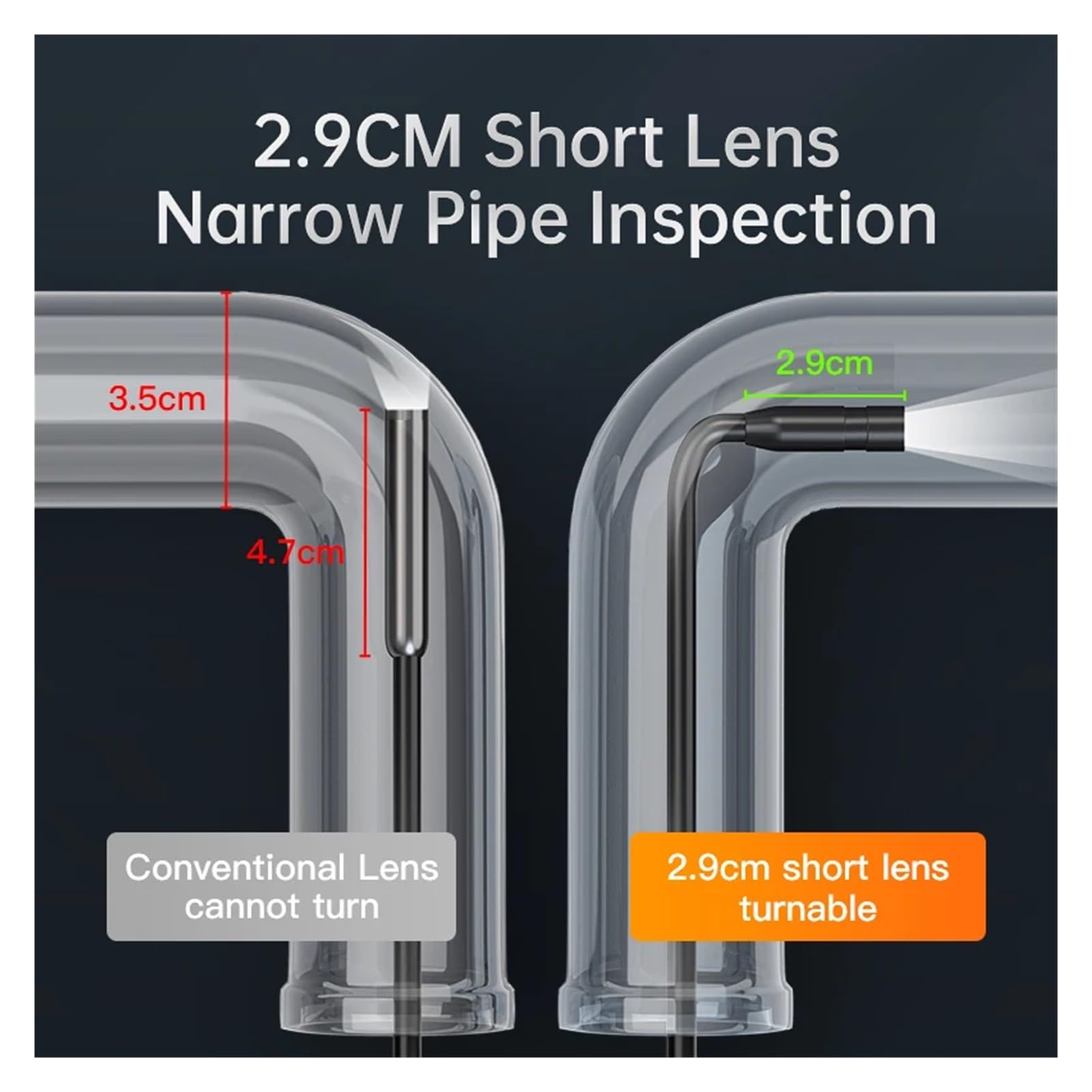 Industrial Endoscope Camera 4.3 Inch IPS Screen HD 1080P Pipe Sewer Inspection Borescope IP67 Waterproof LED 2000mAh For Car(1m)