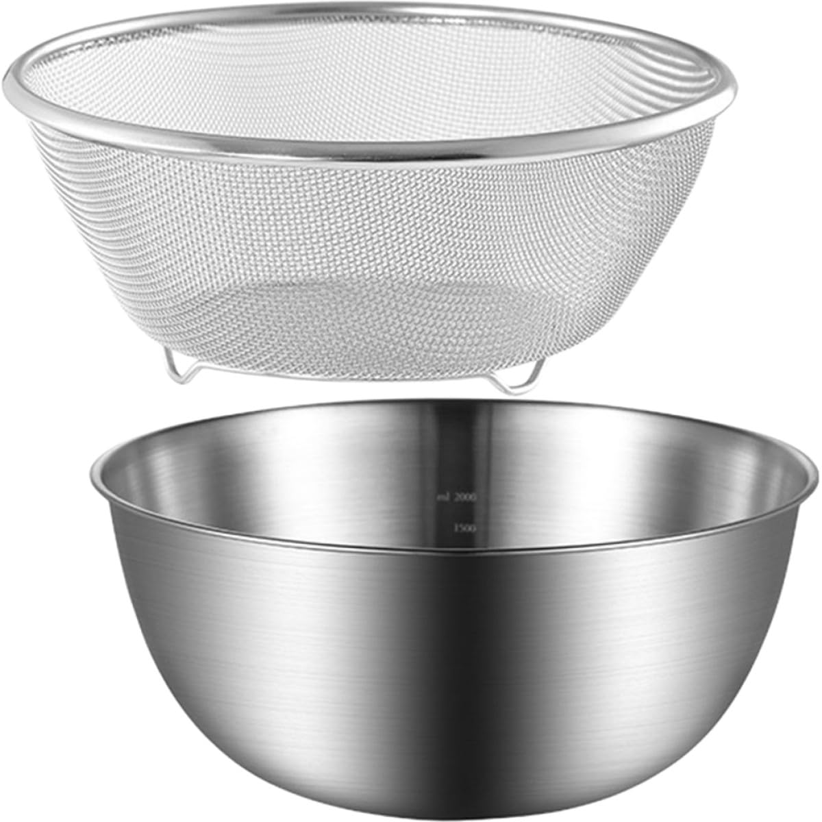 Cesta Escurridora de Acero Inoxidable para Verduras y Arroz, 2 Piezas