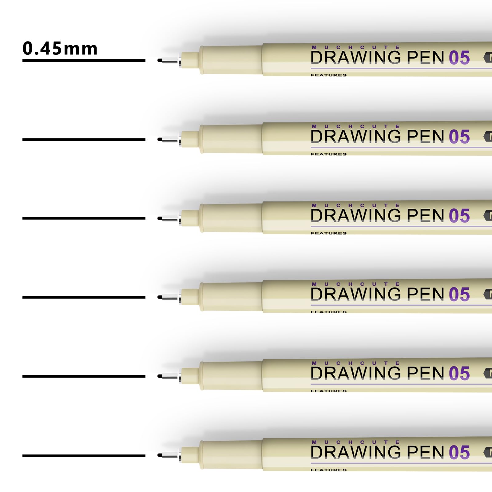 Snapklik.com : Muchcute 05 Fine Point Writing Pens: 6 Black 0.45mm Thin ...