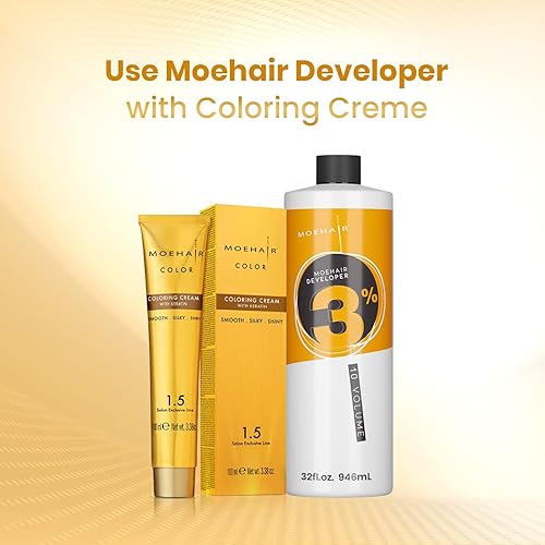 Miniatura 4 de MOEHAIR Desarrollador de color para el cabello 3% de peróxido de hidrógeno, revelador de crema de 10 volúmenes para teñir y decolorar el cabello