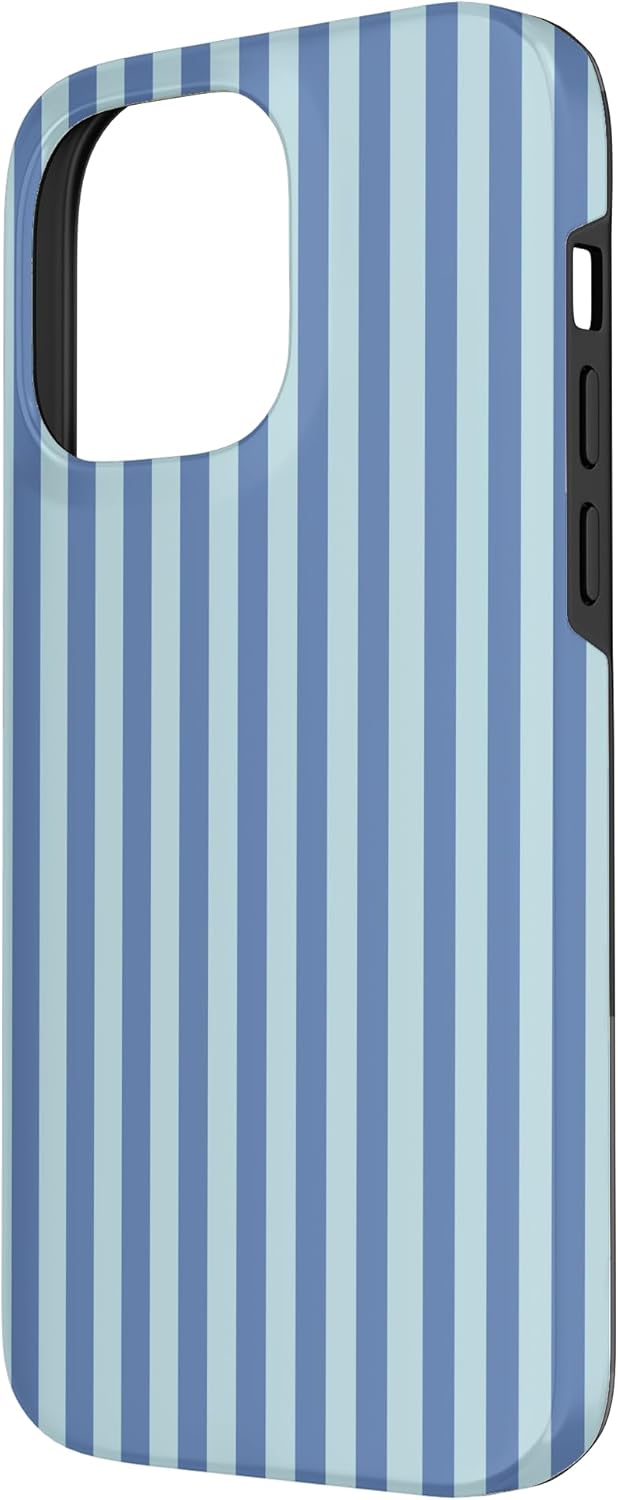 Pastel Blue Stripes Geometric Vertical Lines Pattern Case for iPhone 14 Pro Max