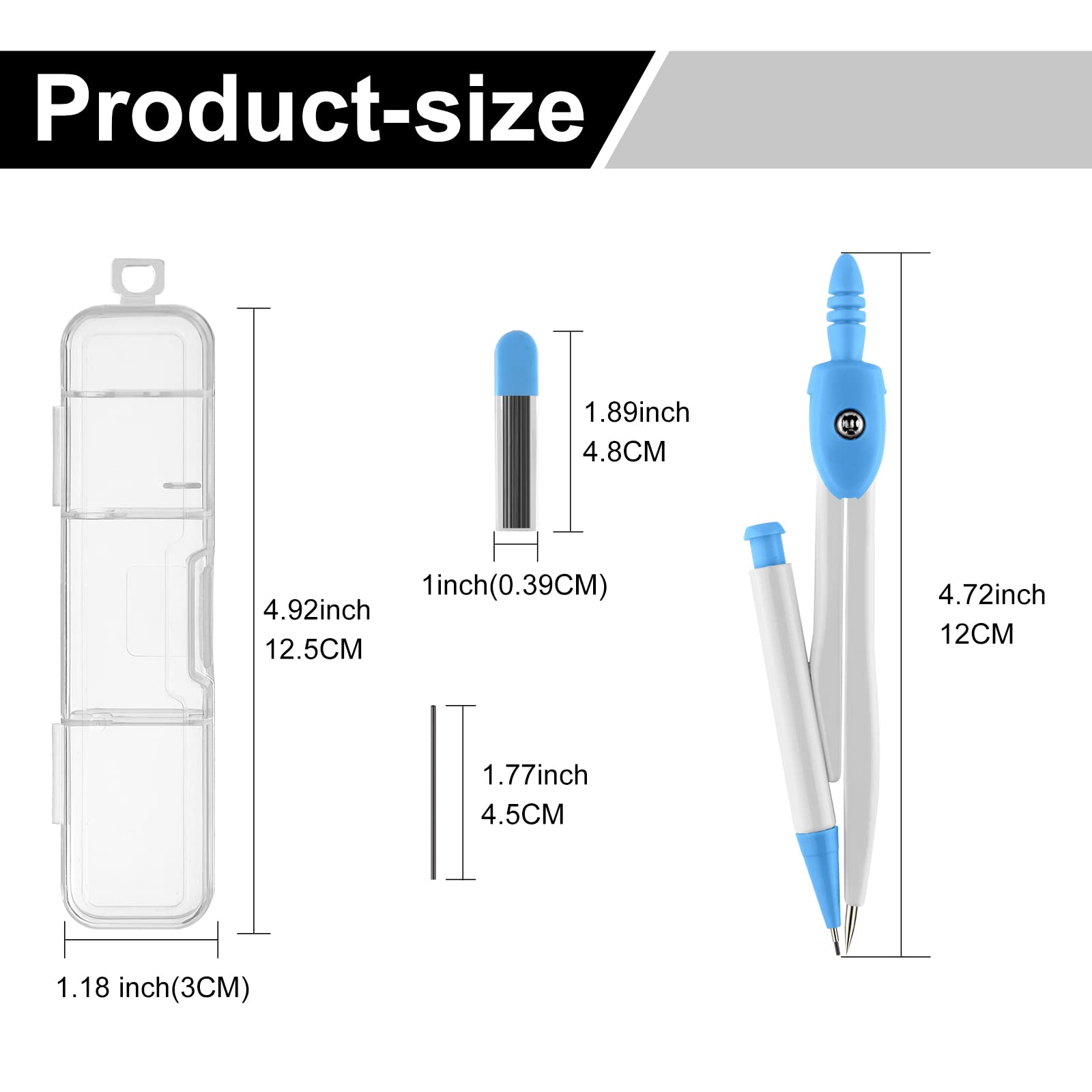 Lot de 50 compas géométriques de base en vrac, porte-mine conçu avec une mine Etra, outils de dessin pour étudiants, boussole mathématiques (coloré)