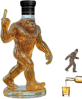 Funny Bigfoot Whiskey Bottle, Engraved Sasquatch whiskey bottle, Family Party Bar Decoration, Novelty Wine Decanter Gift for Bigfoot Enthusiasts (B)