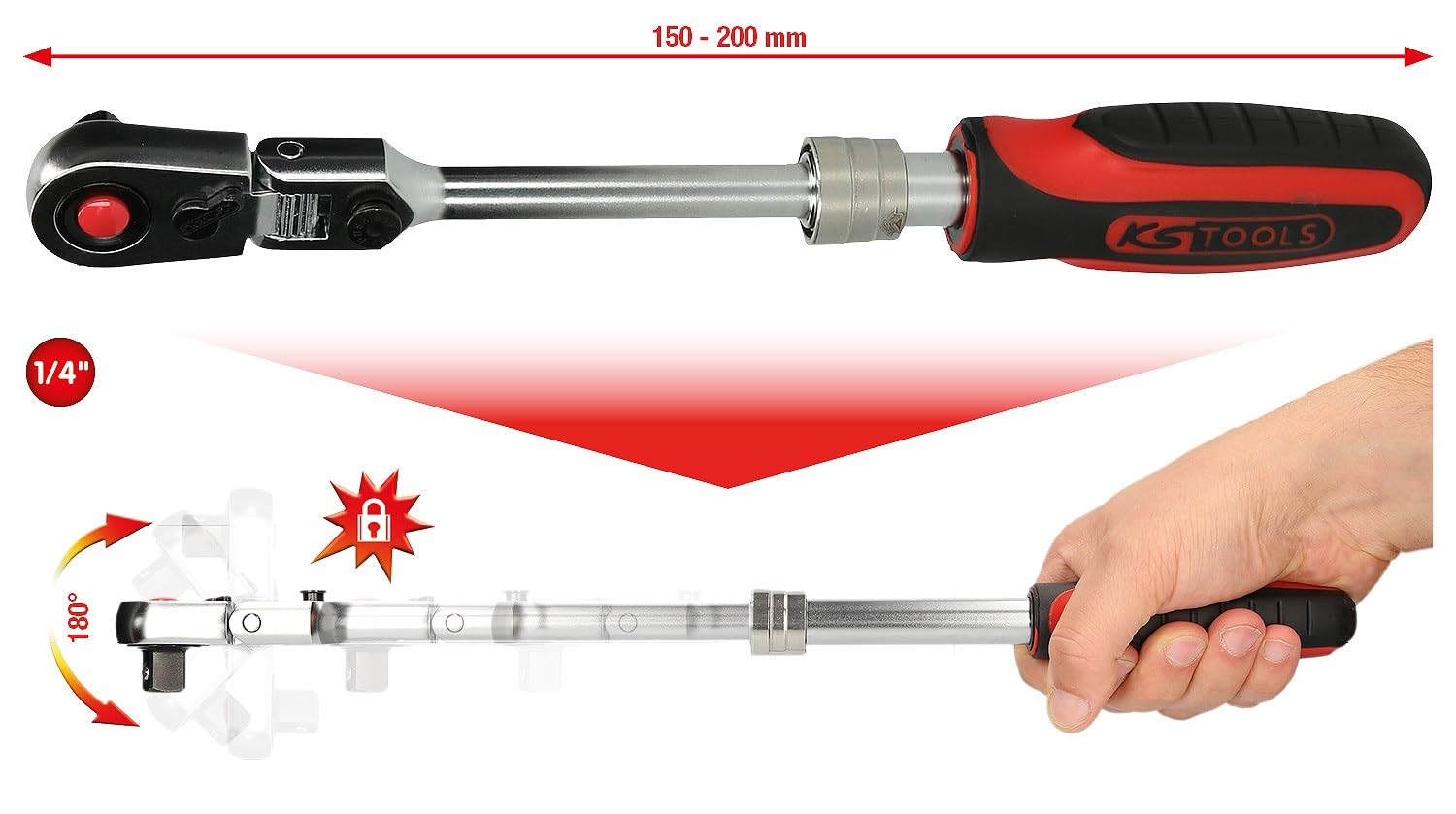 KS Tools 914.1420 Teleskop-Gelenk-Umschaltknarre | 914.1420, Umschaltknarre