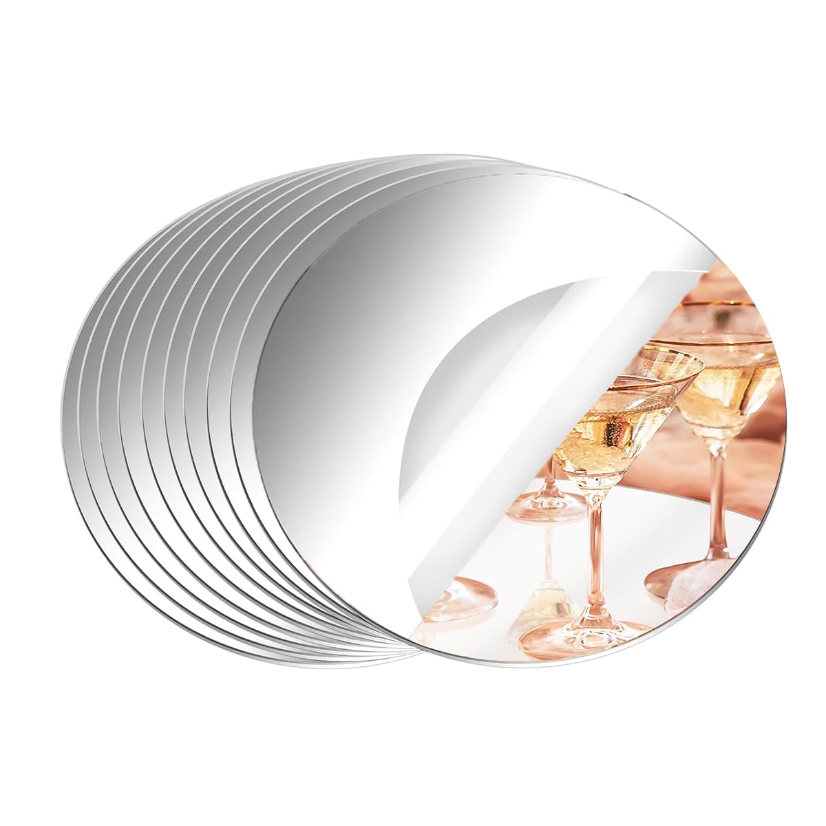 Photo 1 of 10 Pack Round Mirrors for Centerpieces, 12inch Acrylic Circle Mirror Centerpieces for Tables, No Glass Mirror Tiles for Wall Table Wedding Centerpieces Mirror Plates for Candle Decorations