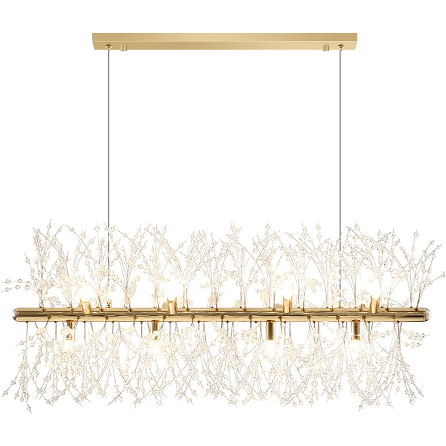 KXEcoLife L 35.5" Modern Crystal Chandeliers Firework, 12-Light Dining Room Lighting Fixtures Hanging, Chrome Sputnik Firework Ceiling Light Fixture for Living Kitchen Island