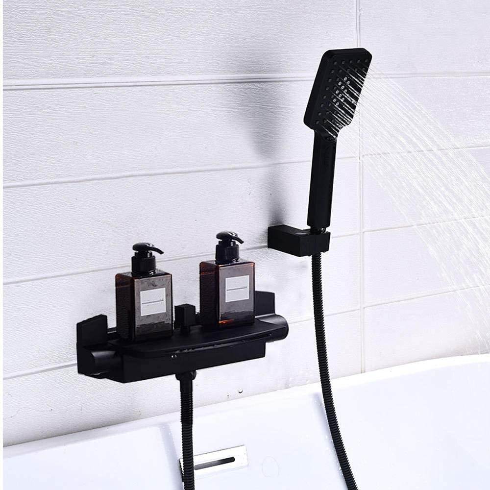 Mélangeur de douche mural en laiton noir avec remplissage pour bain