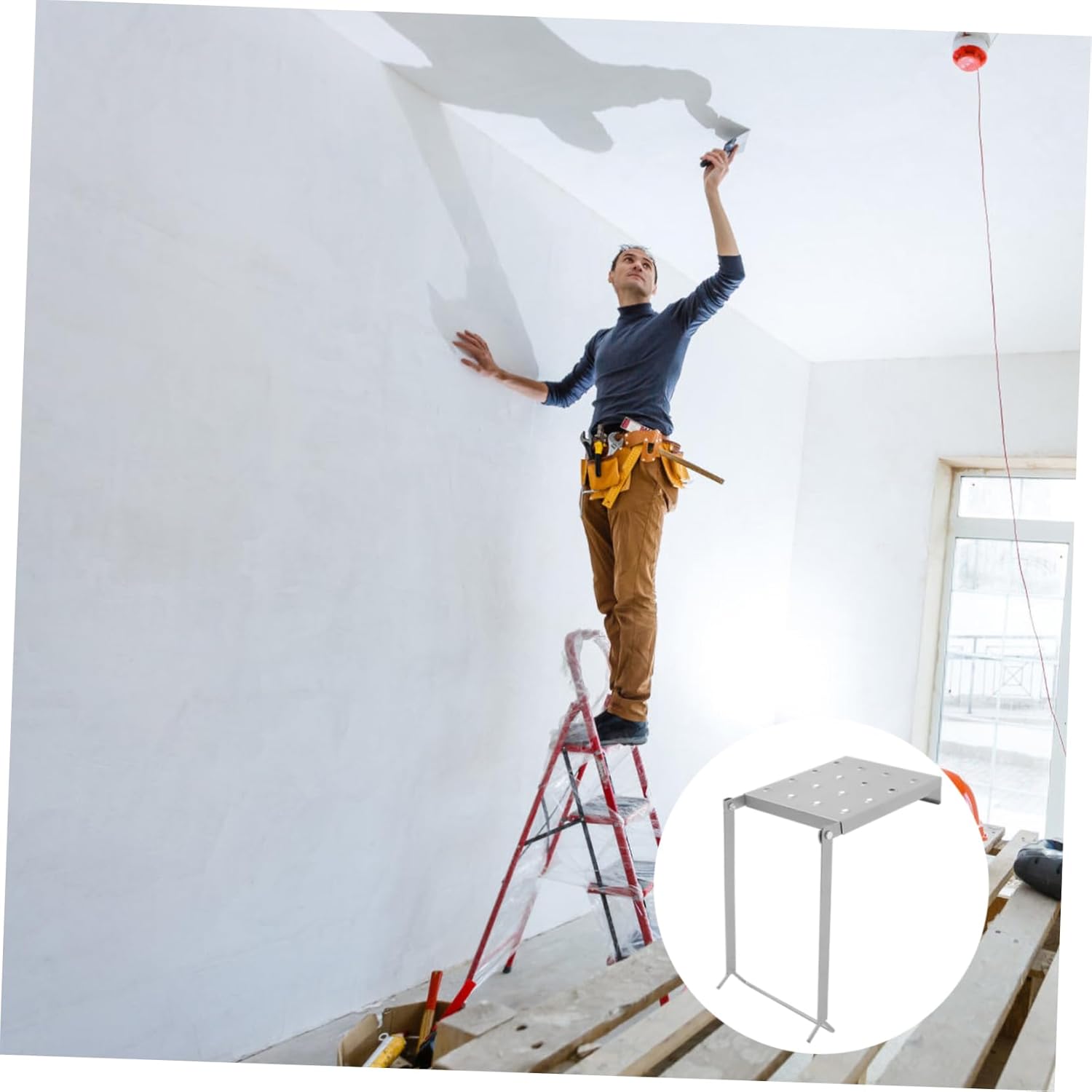 jojofuny Heavy Duty Ladder Platform Tray Multi Use Work Platform for Extension Ladders Integrated Tool Tray for Enhanced Productivity Versatile Accessory for Various Tasks