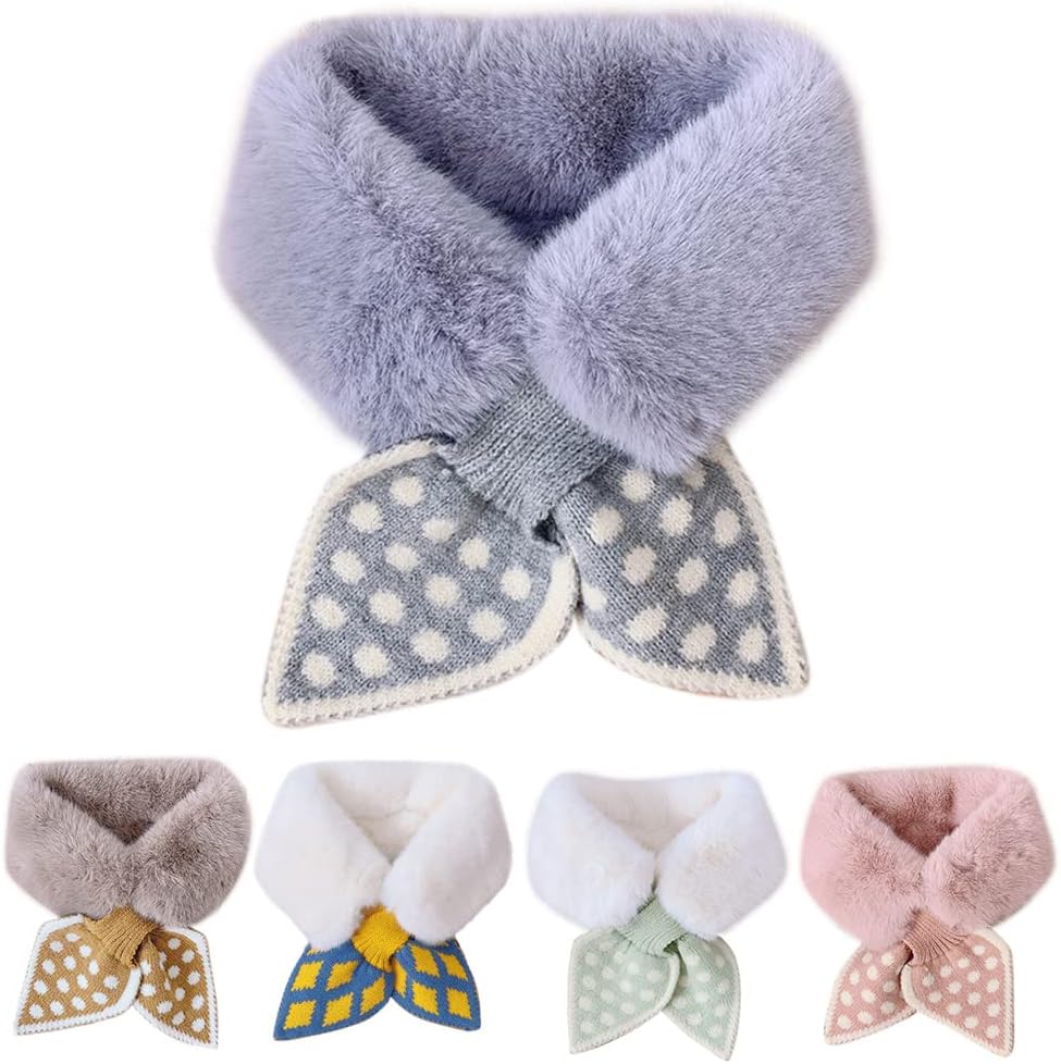 Scarf, for Cross Scarf Faux Fur Collar Scarf False Collar Kids Polka Dot Bow Tie Diamon