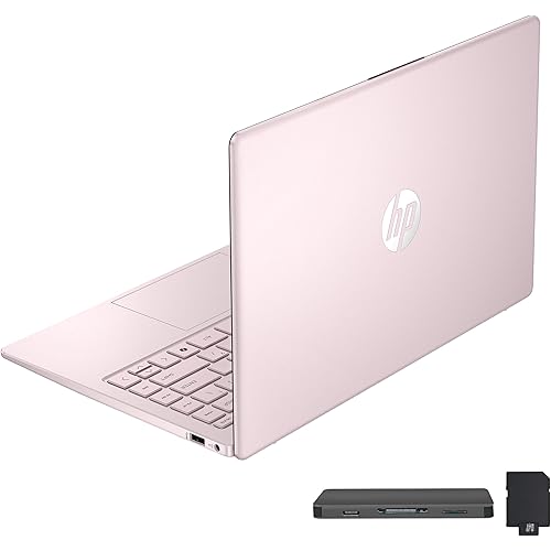 HP Stream 14" HD BrightView Laptop, Intel Celeron N150, 16GB RAM, 288GB Storage (128GB eMMC + 160GB Docking Station Set), Intel UHD Graphics, 720p Webcam, Wi-Fi, 1 Year Office 365, Win 11 S, Pink