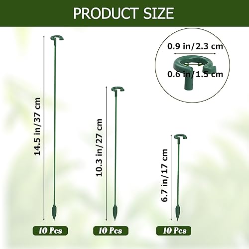 Miniatura 2 de Paquete de 30 estacas pequeñas para plantas de interior, 3 tamaños de 6.710.714.6 pulgadas, estacas de soporte para plantas de un solo tallo para