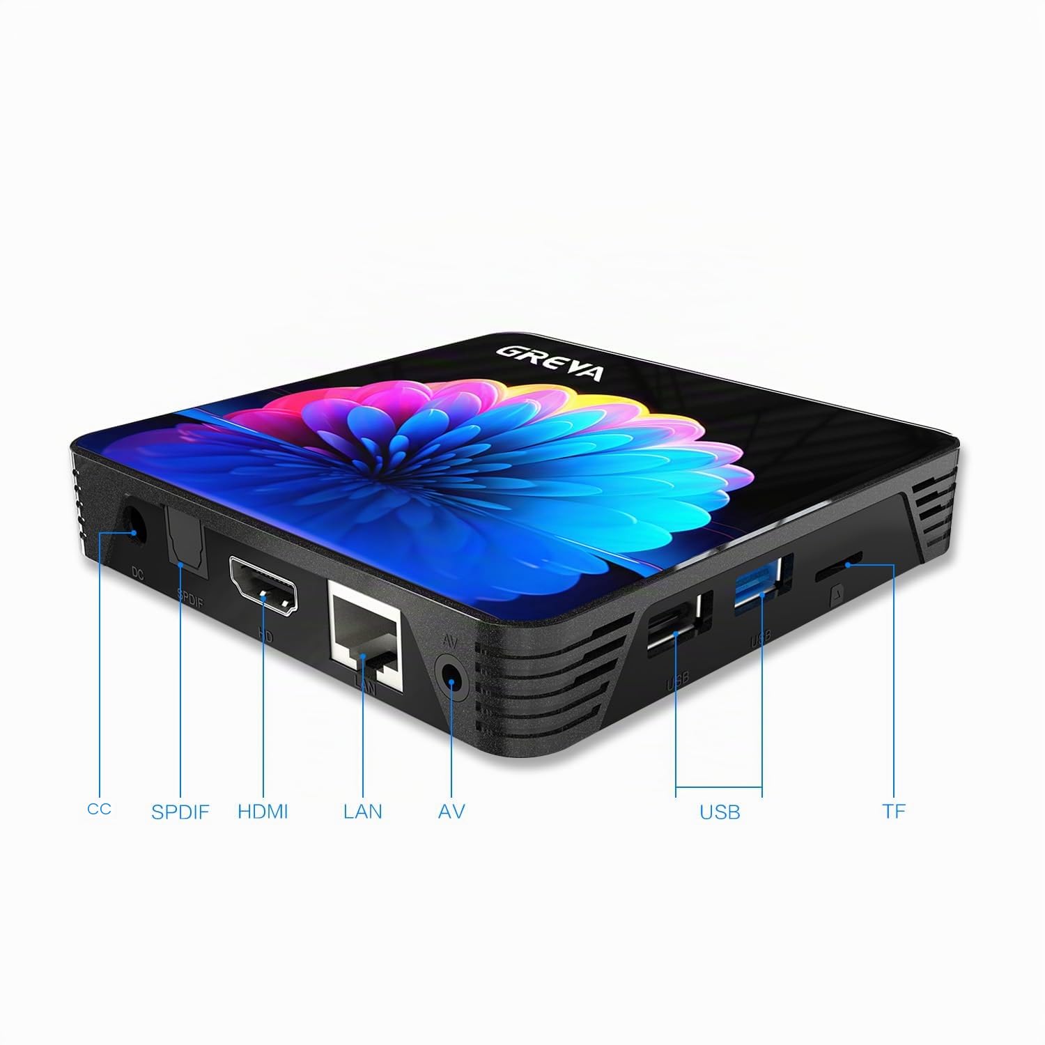 GREVA 8K Android 13.0 TV Box 4GB RAM 32GB ROM RK3528 Chipset Supporto 2.4G/5G Dual-Band WiFi 6 BT5.0 3D HD Smart TV Box Bluetooth USB 3.0 10/100M Ethernet LAN, Android Box 1080P 2K 4K