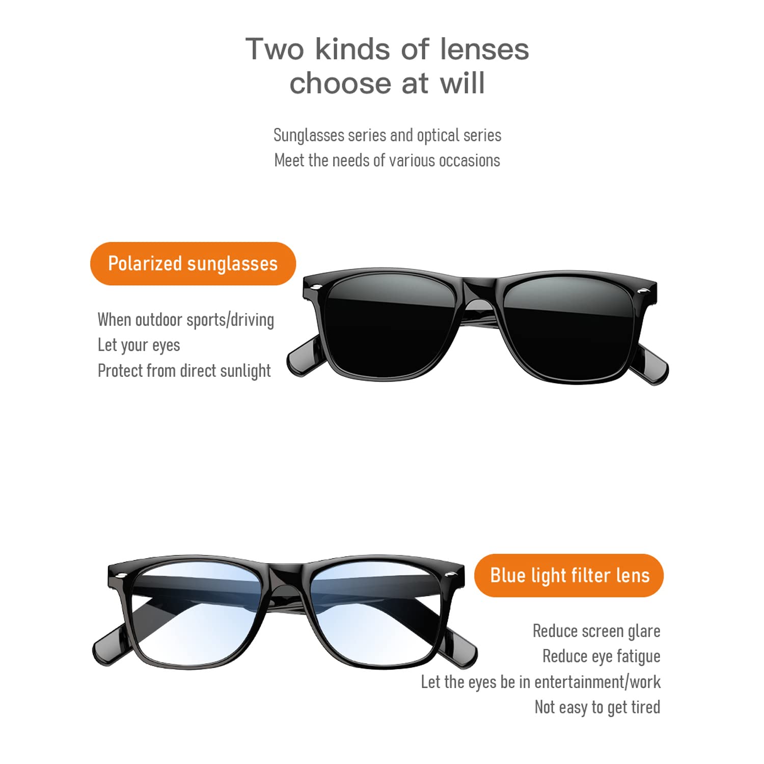 JZ TWS Smart Glasses Lunettes Intelligentes - Auto On/Off - Compatible Voice Assistant - Volume Control - Selfie - Open Ear Audio for Smart Device with Bluetooth