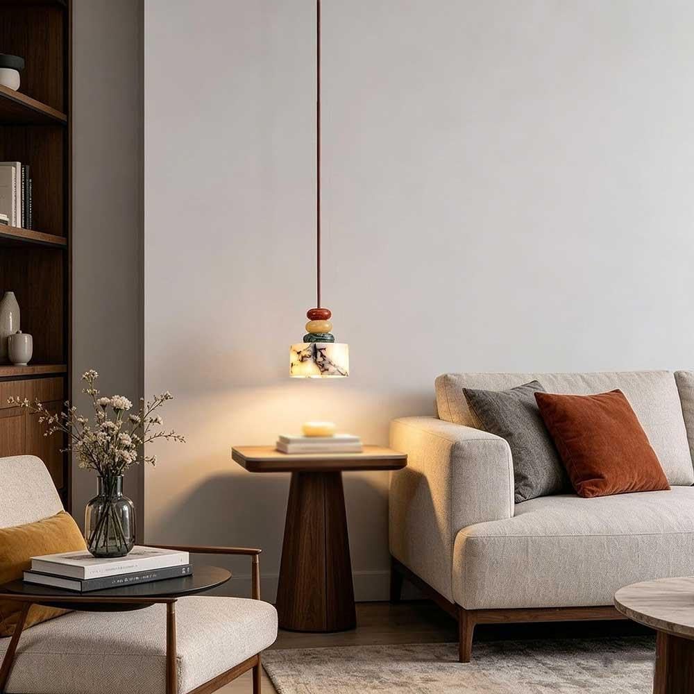 Lampada a Sospensiin Marmo, Modernada da Comodino in Pietra