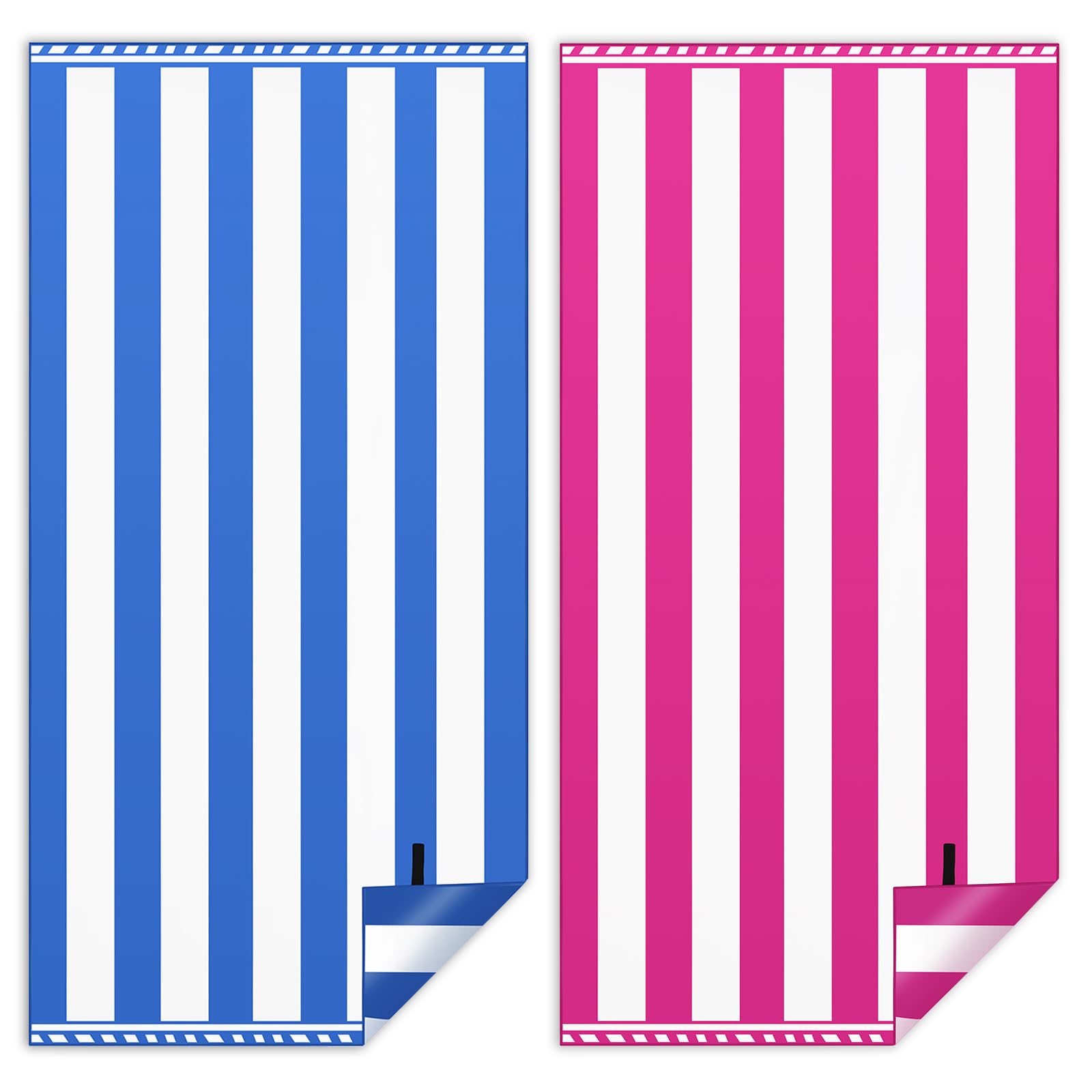 Vortix Toalla Playa XXL Juego de 2-90 X 180 cm, Toalla Grande de Microfibra de Secado RáPido, Toalla de BañO Sin Arena, Manta de Playa para Mujer (Azul Oscuro + Rojo Rosa)