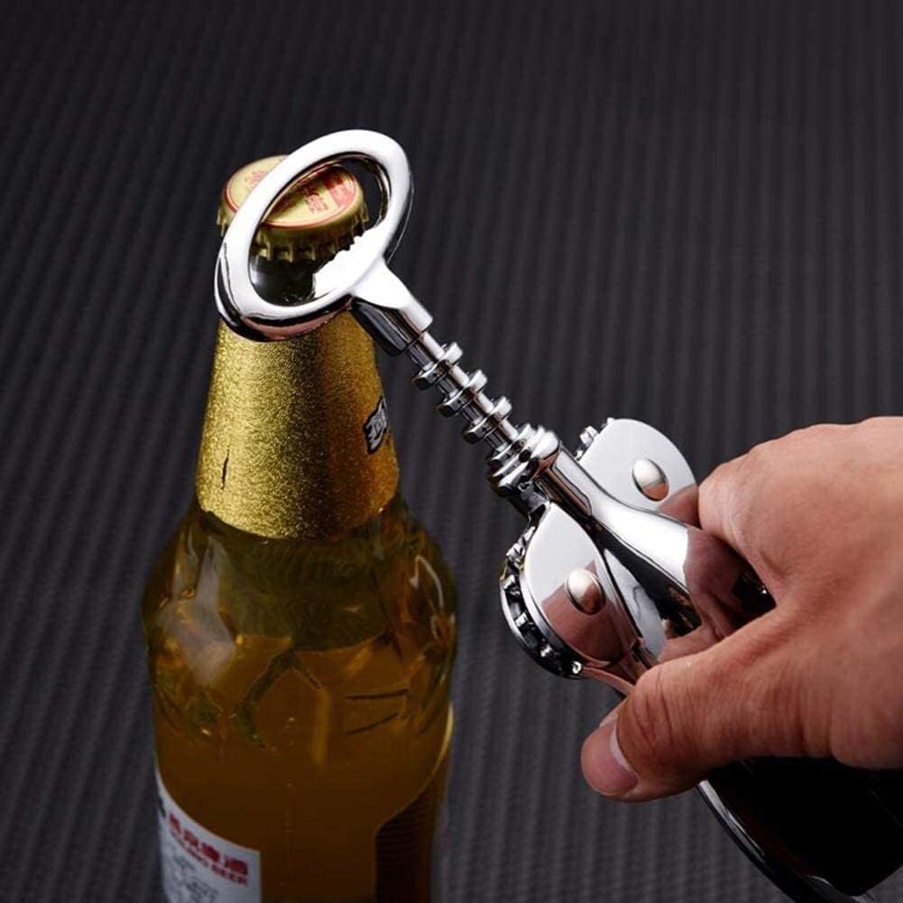 Multifunctional Corkscrew,Handheld Corkscrew,5-Piece Stainless Steel Wine Opener Kit Bottle Opener Gift Set Beer Wine Accessories Set Wood Case