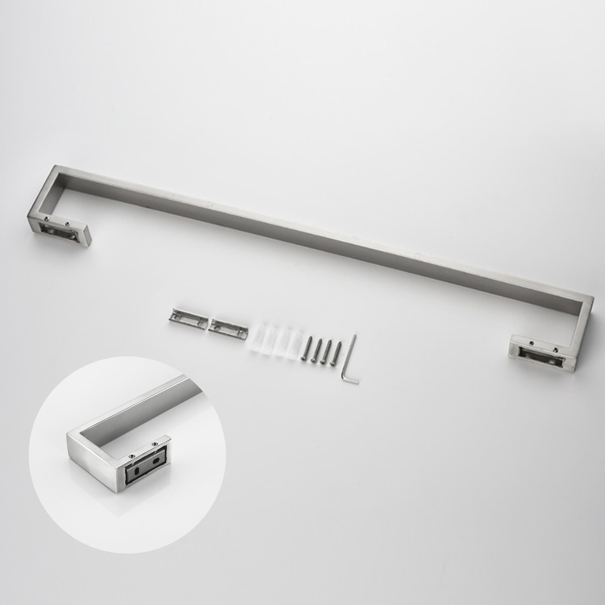 Flybath Portasciugamani da Parete singolo SUS 304 Acciaio Inossidabile Argento Spazzolato Porta Asciugamani da Bagno Montaggio a Parete, 60 cm