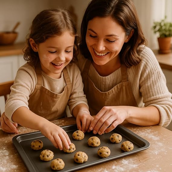 3-Pack - Baking Tray and Roasting Tray Set - 38cm, 35cm & 28cm Baking Tray/Pan, Non-Stick, Multi-Pack Set Oven Trays - Dishwasher Safe and Easy Clean. By KITCHENEUR®