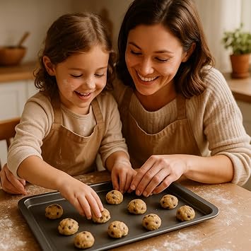 3-Pack - Baking Tray and Roasting Tray Set - 38cm, 35cm & 28cm Baking Tray/Pan, Non-Stick, Multi-Pack Set Oven Trays - Dishwasher Safe and Easy Clean. By KITCHENEUR®
