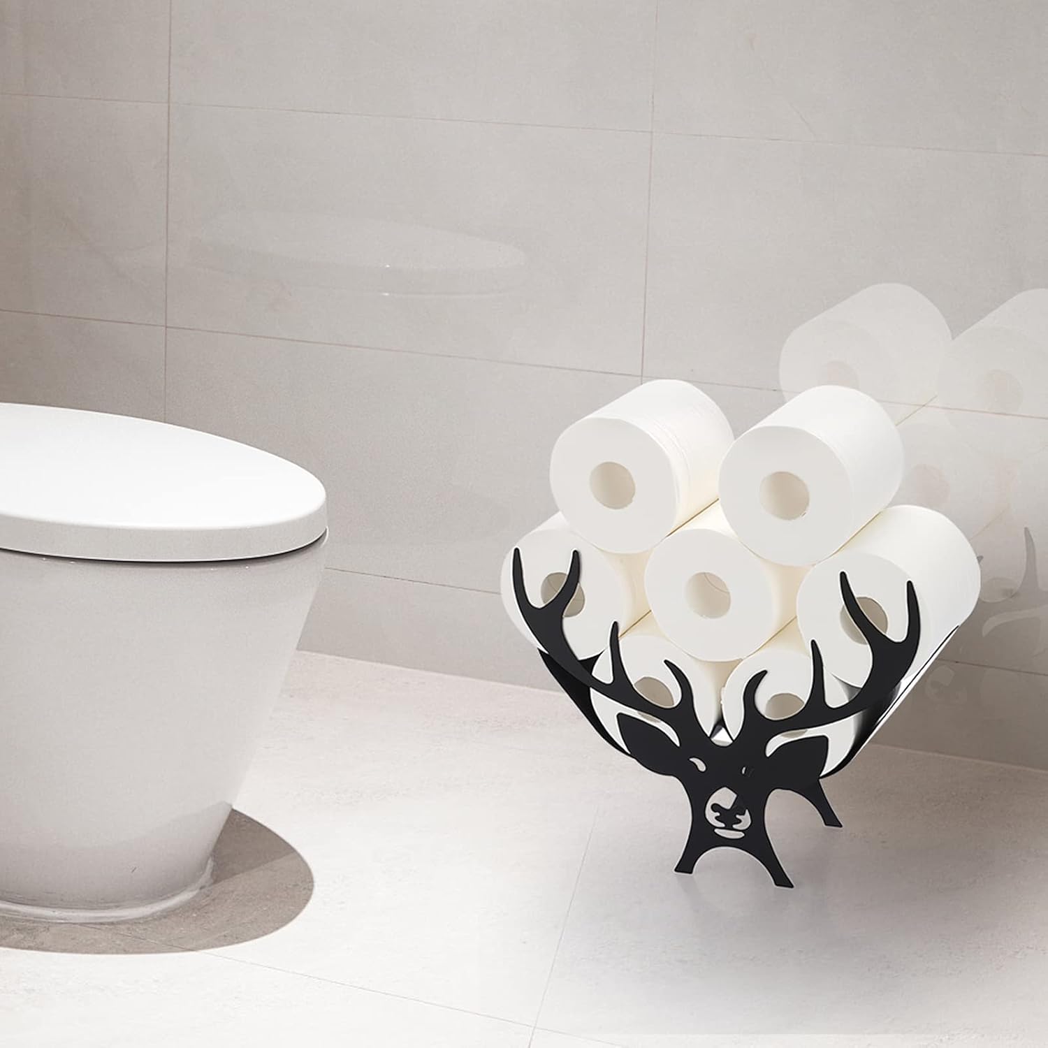 Sumnacon Toilet Paper Holder Freestanding Metal Toilet Paper Storage (Antler)