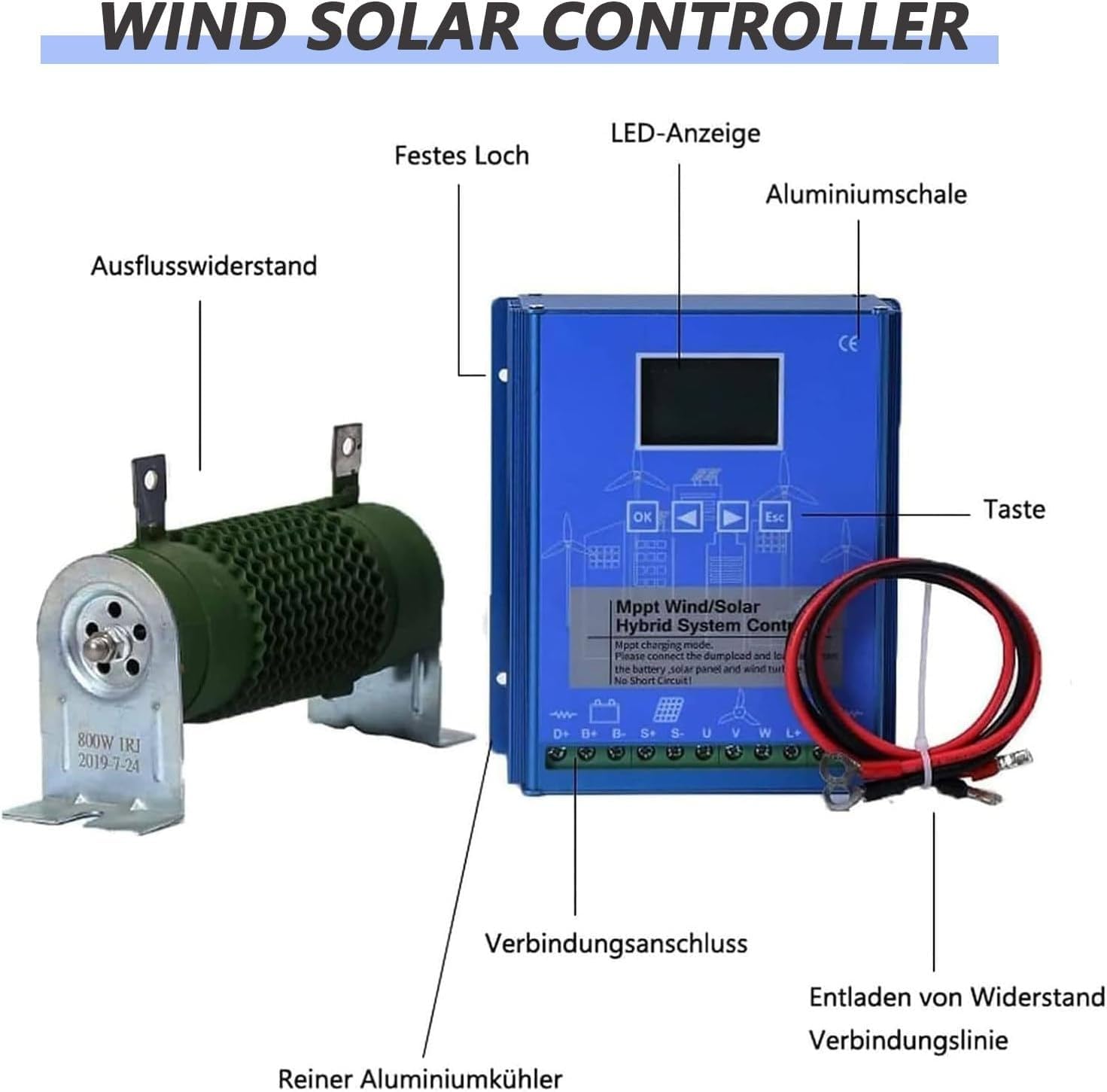 Contrôleur de Charge hybride solaire éolien 6000W-12000W, régulateur de Charge MPPT Boost 12V 24V 48V avec écran LCD et Charge de décharge(8000W,12V)