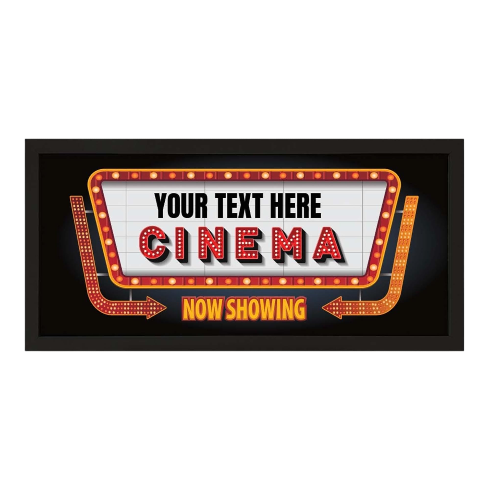 Echo Three Black Personalised Wall Art Framed Print Home Cinema Now Showing | Custom Text Room Sign |Large Wide Bespoke Theatre Lounge Film Room Decor | Movie Night Fan Gift