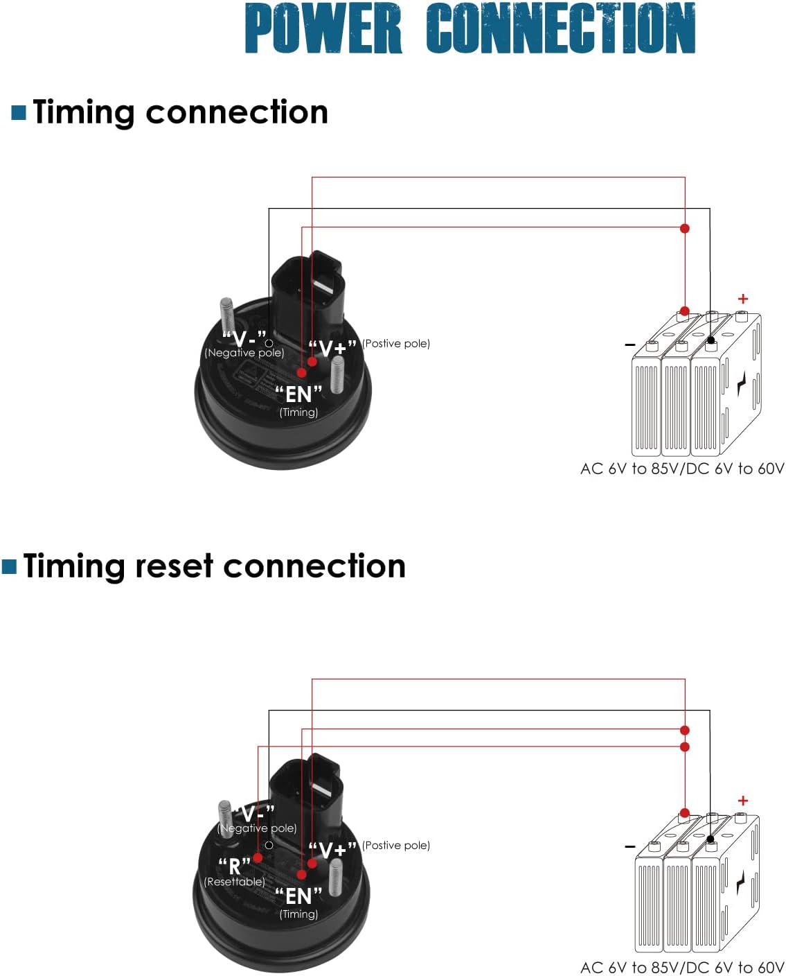 Runleader RL-HM069B Digital Hour Meter,Working Voltage AC 6V to 85V and DC 6V to 60V,Waterproof Design.