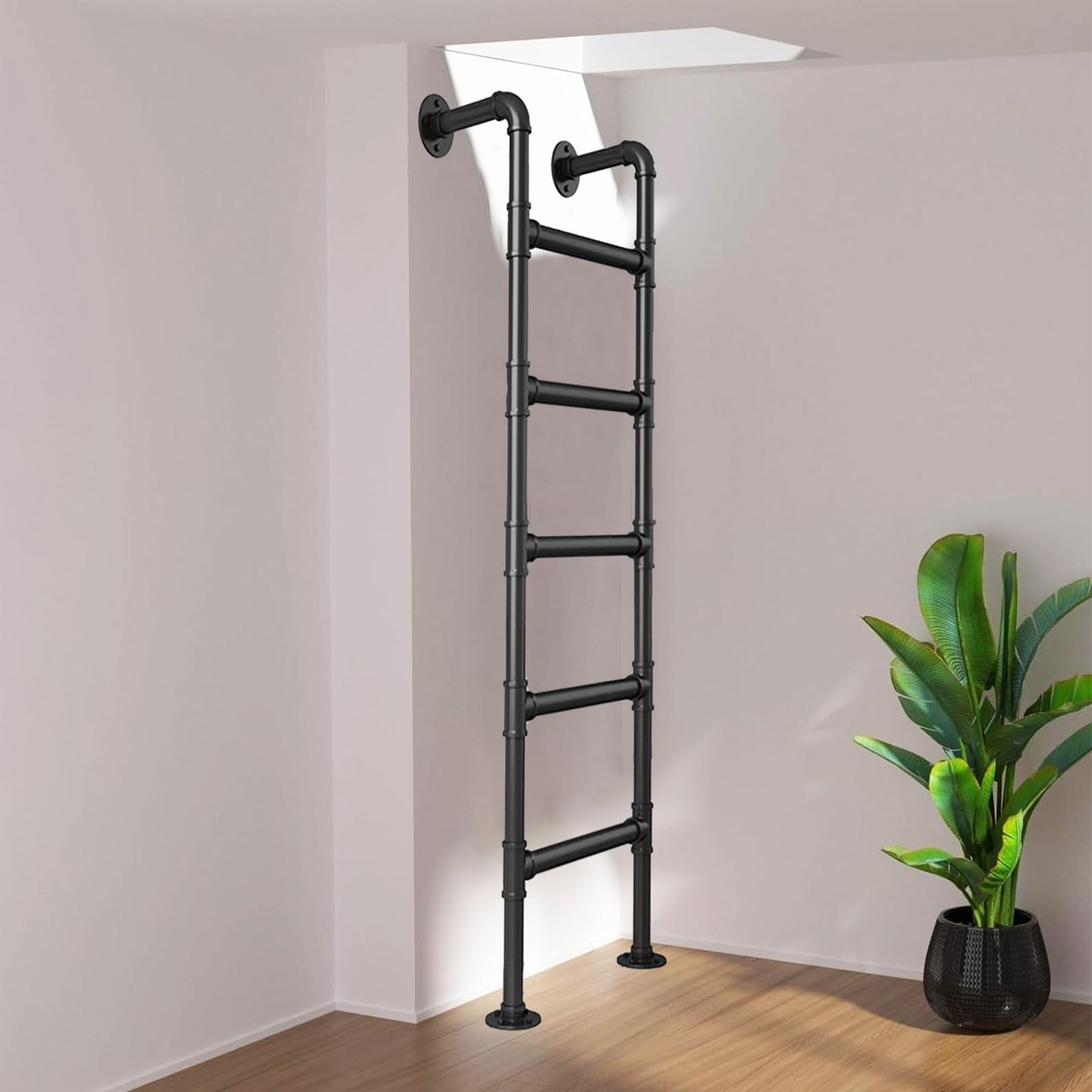 Escalera industrial de hierro para interiores y exteriores, ideal para ventanas de escape