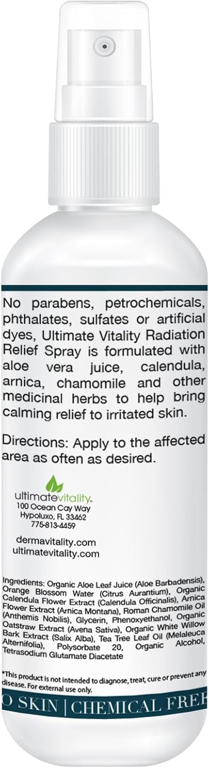Radiation Burn Relief Spray - Calendula Spray for Radiation Treatment, Unscented, Fragrance Free, Natural Organic Plant Based Moisturizing Soothing Relief for Itchy and Sensitive Skin – 4 ounces