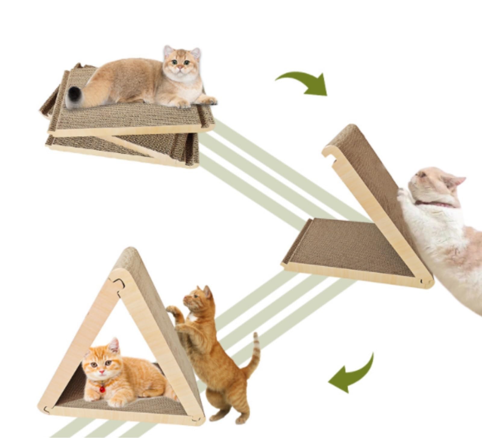 Generisch Kratzbaum für Katzen, 3-seitiger vertikaler Kratzbaum, Faltbarer dreieckiger Kratzbaum, 3-seitiger vertikaler Kratzbaum, faltbares dreieckiges Kratzbrett für Hauskatzen, Katzenkratzbaum (30