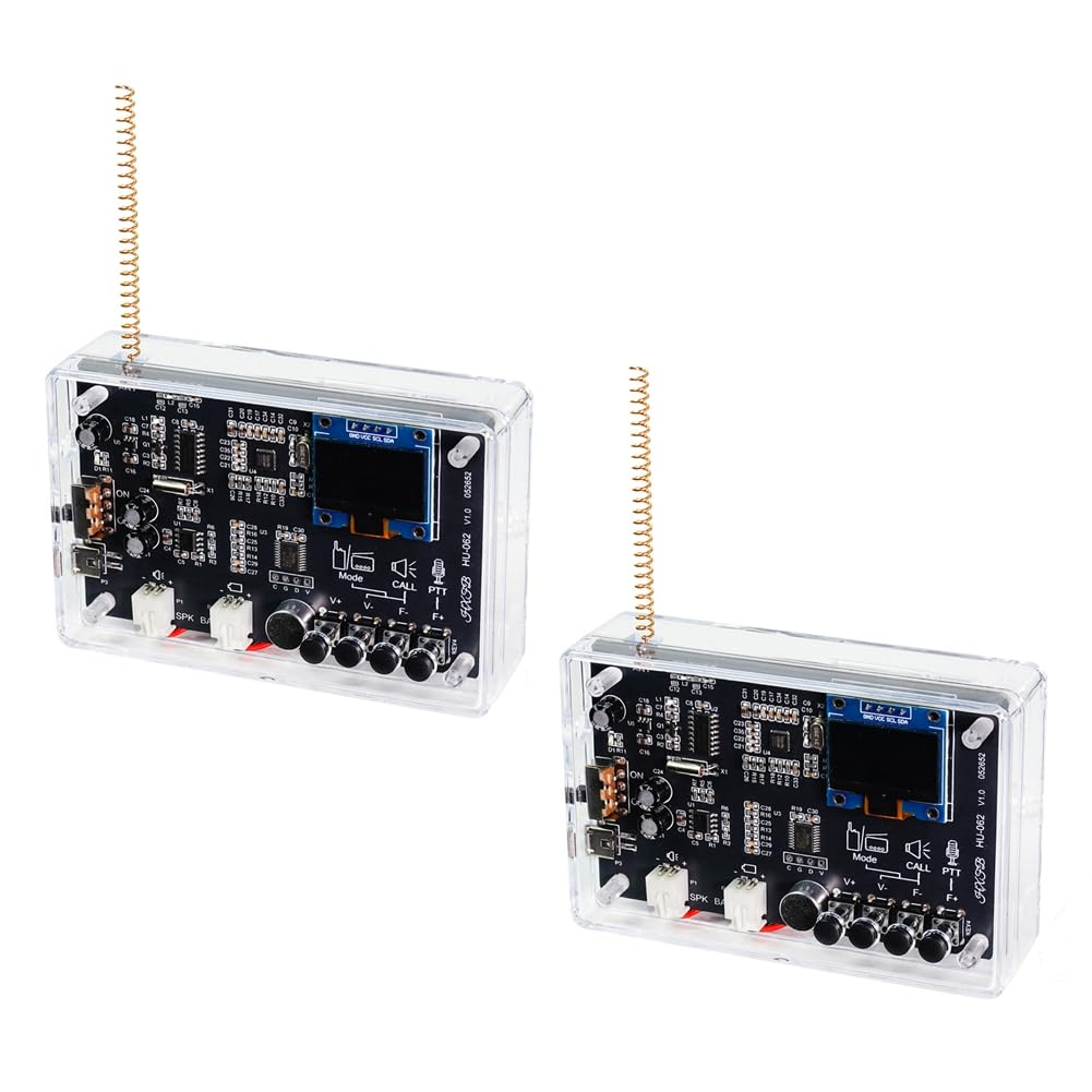Pinafresa DIY Electronic Kit 2set Walkie-Talkie FM Radio 409.85MHz Adjustable Frequency 87-108MHz OLED Display Soldering Project