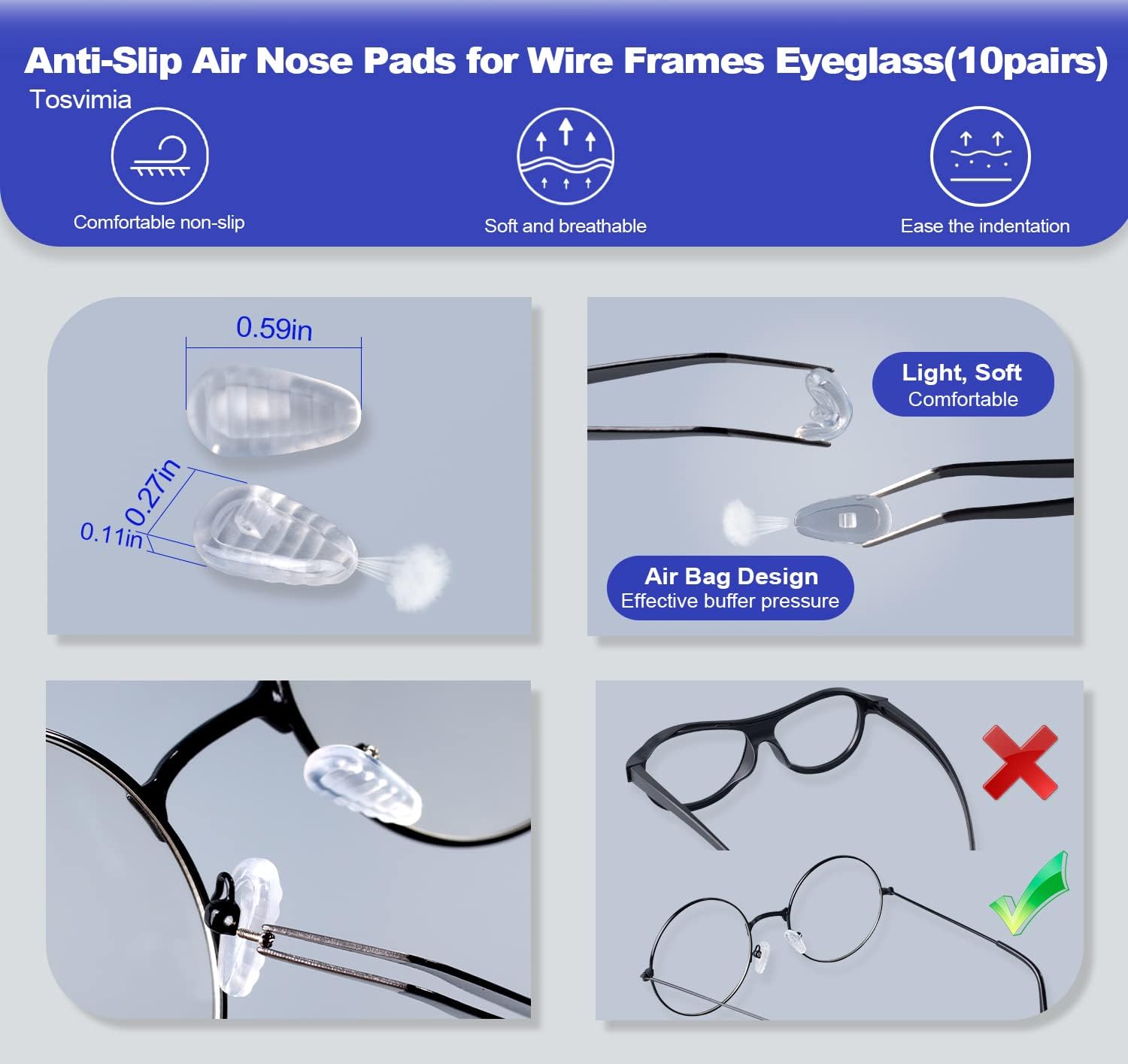Tosvimia Upgrade Multi-Function Eyeglass Repair Kit, Include Anti-Slip Silicone Eyeglass Nose Pads, Screwdriver, Non-Slip Eyeglasses Ear Grips, Screws, Tweezer for Glasses, Sunglass, Reading Glasses