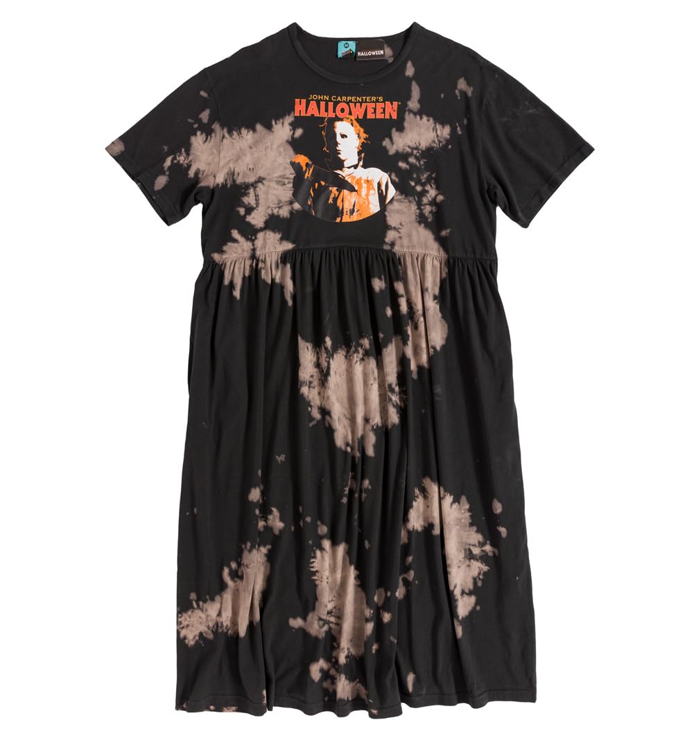 TruffleShuffle Halloween Movie Tie Dye Charcoal Midi Smock Dress