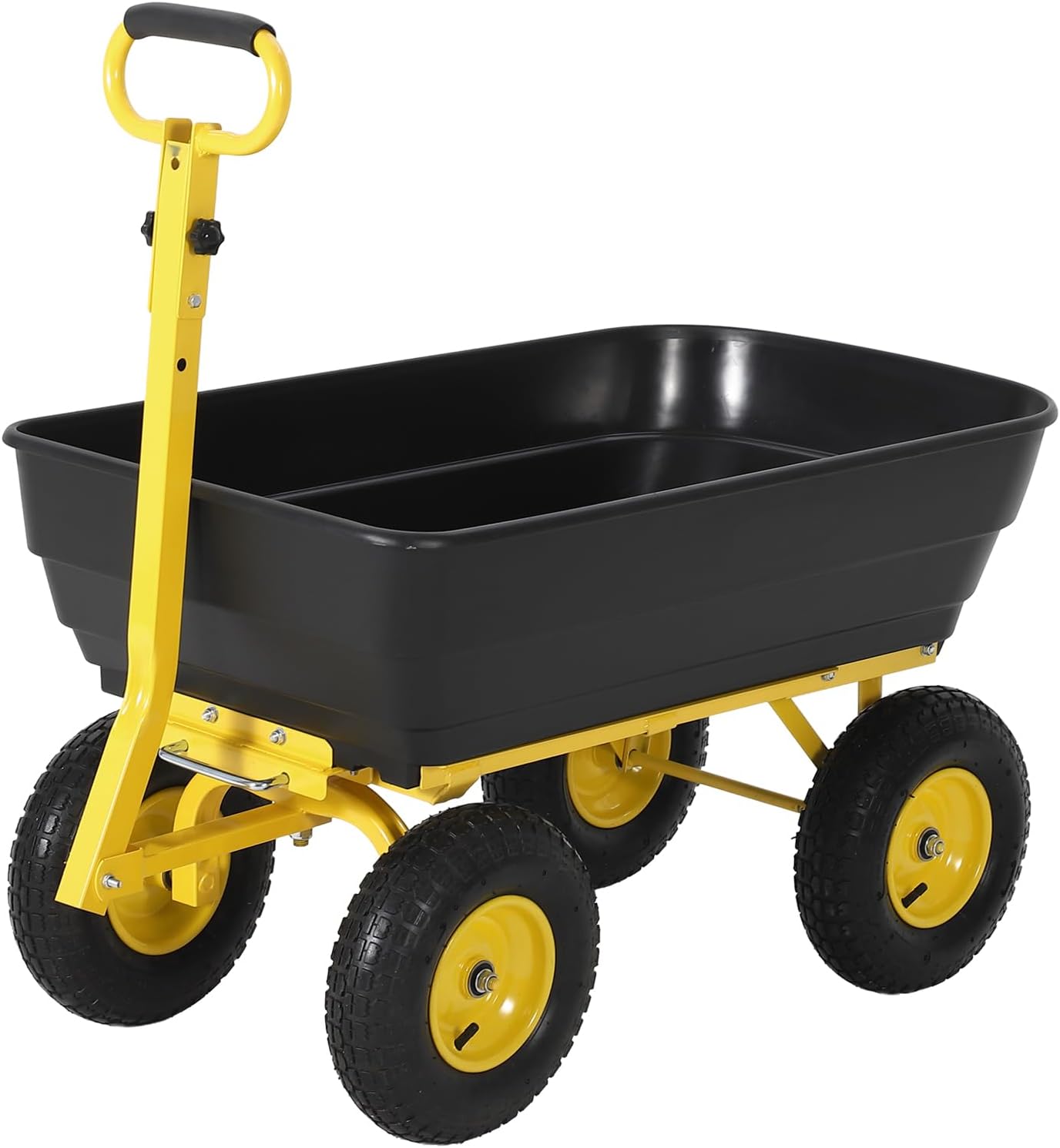 Garvee Garden Dump Cart,1200 Lbs Heavy Duty Outdoor Garden Wagon with Quick Release and 10-Inch Flat-Free All-Terrain Wheels, Utility Wagon for Soil, Plants, Tools, Grey