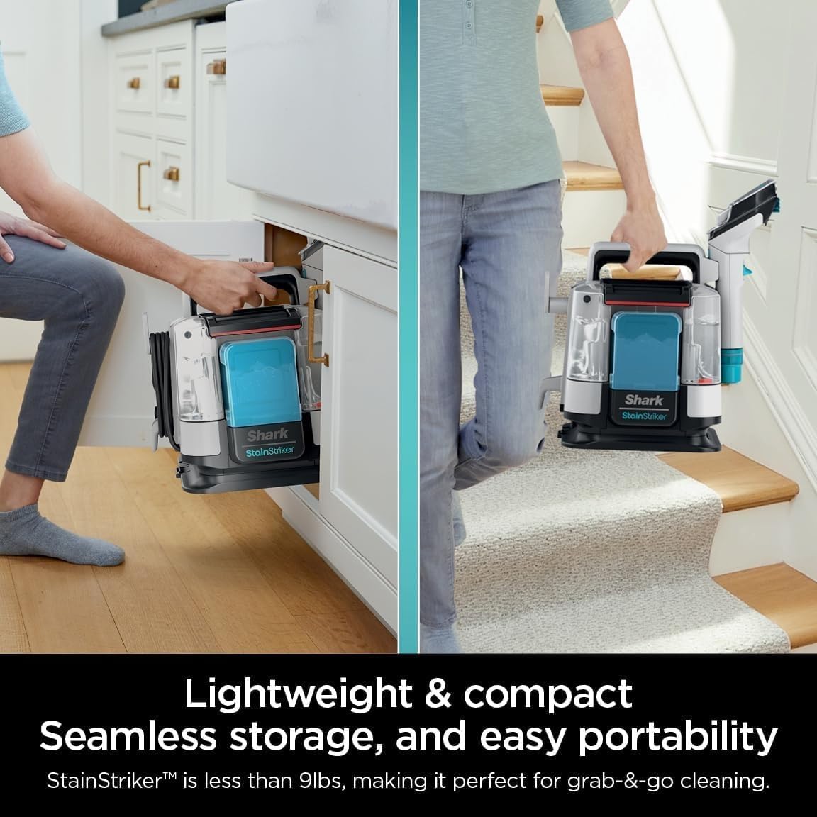 Shark PX201 StainStriker Portable Carpet & Upholstery Cleaner, Spot, Stain, & Odor Eliminator, 3 Attachments, Perfect for Pets, Carpet, Area Rugs, Couches, Upholstery, Cars & More, White (Renewed)