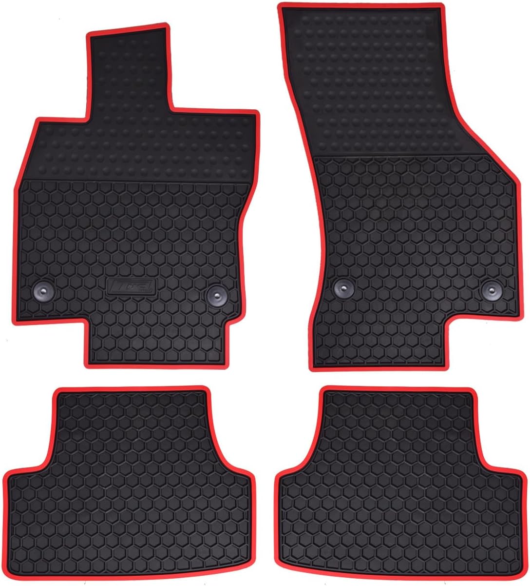 Floor Mats Custom for Volkswagen Golf (Sportwagen MK7 & Alltrack & GTI & R) 2015-2024 Waterproof Car Mats All Weather Mats Floor Liners VW Accessories Full Set Red