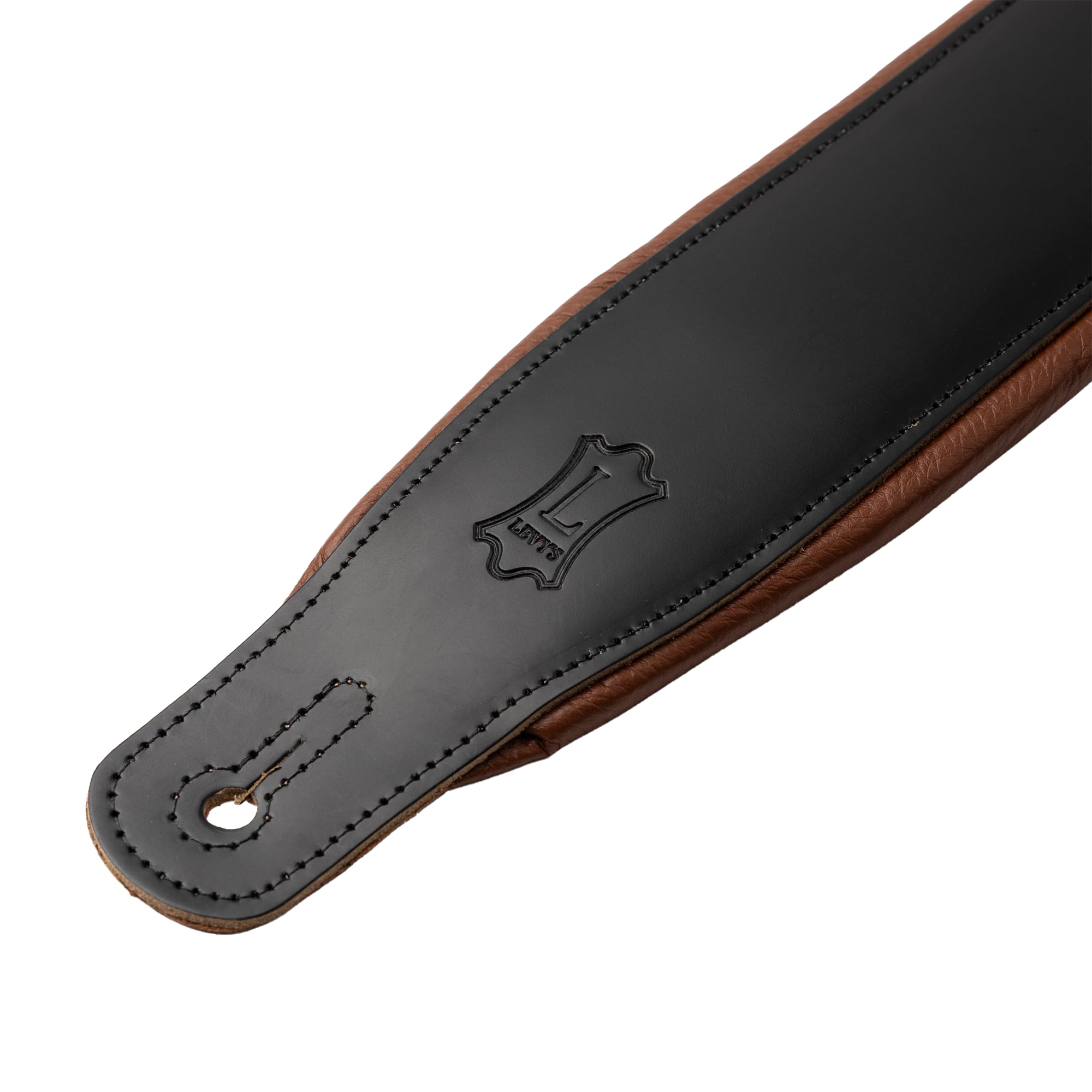 Levy's Leathers pasek do gitary ze skóry, czarny jasnobrązowy