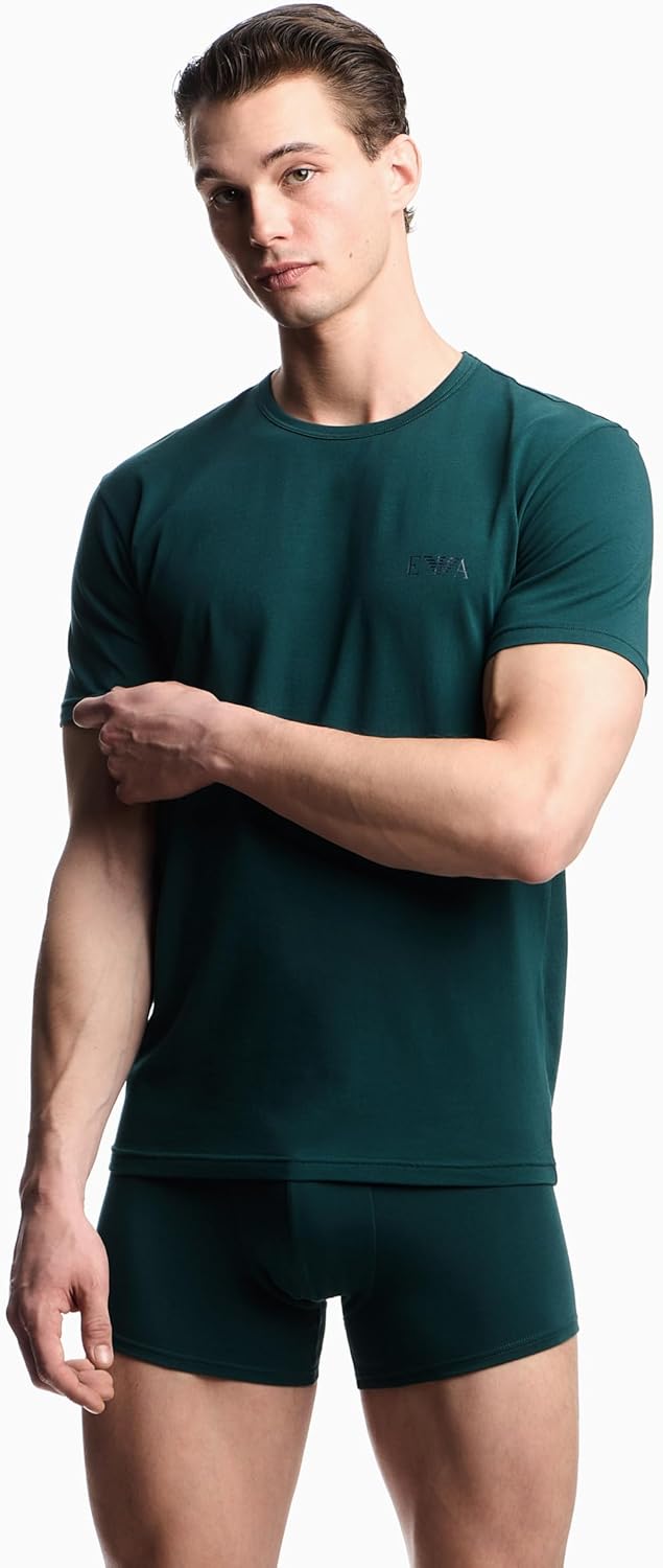 Emporio Armani Mens Bold Monogram 2 Pack Crew Neck Shirt - Image 2