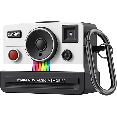 QINGQING Compatible with AirPods Pro 3 Case,2025 Silicone Cover Retro Camera Design Case,Carabiner & Cleaning Kit Included,Shock Resistant,Full Protection for AirPods Pro 3rd Generation,(White)