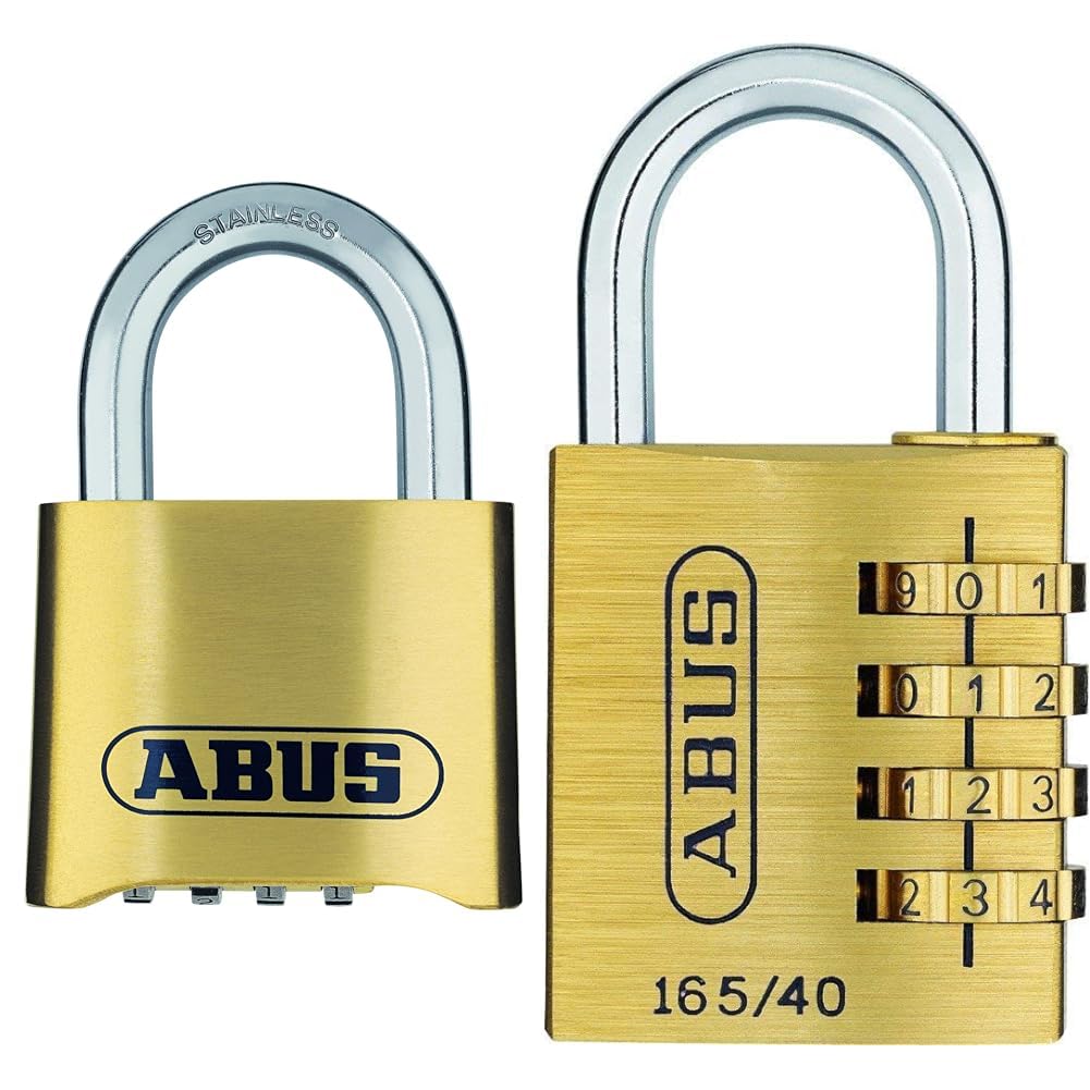 ABUS Zahlenschloss 180IB/50 - Vorhängeschloss aus Messing & Zahlenschloss 165/40 - Vorhängeschloss aus Messing