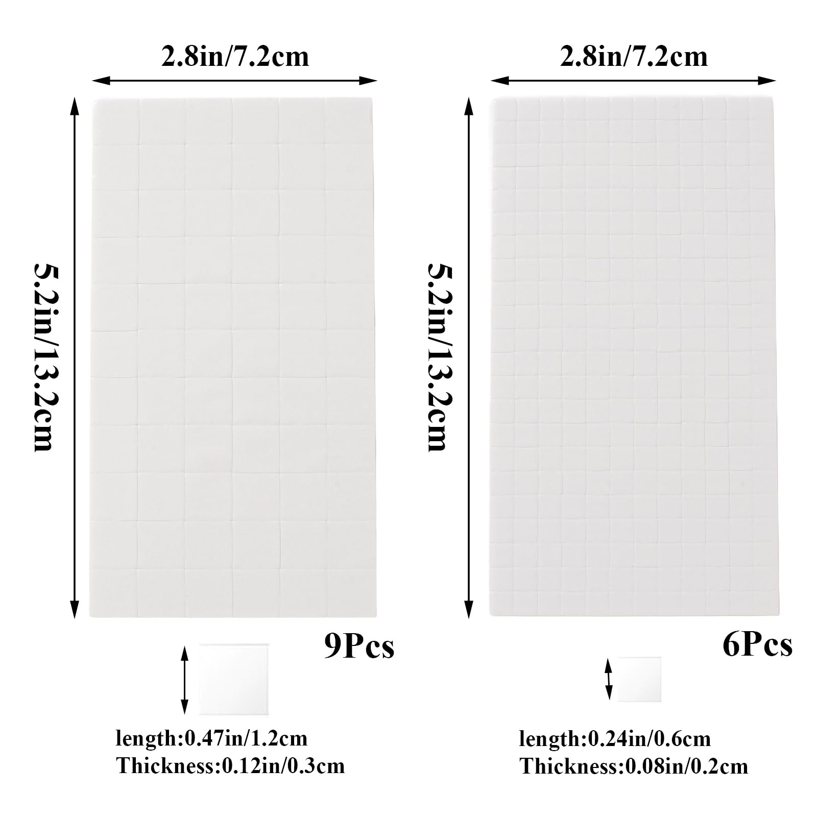 Crafjie 2178pcs 15 Sheets 2 Sizes Foam Dots Squares 3D Pop Foam Squares Dual-Adhesive Foam Mount for Halloween Christmas Scrapbook DIY Crafts Office Supplies