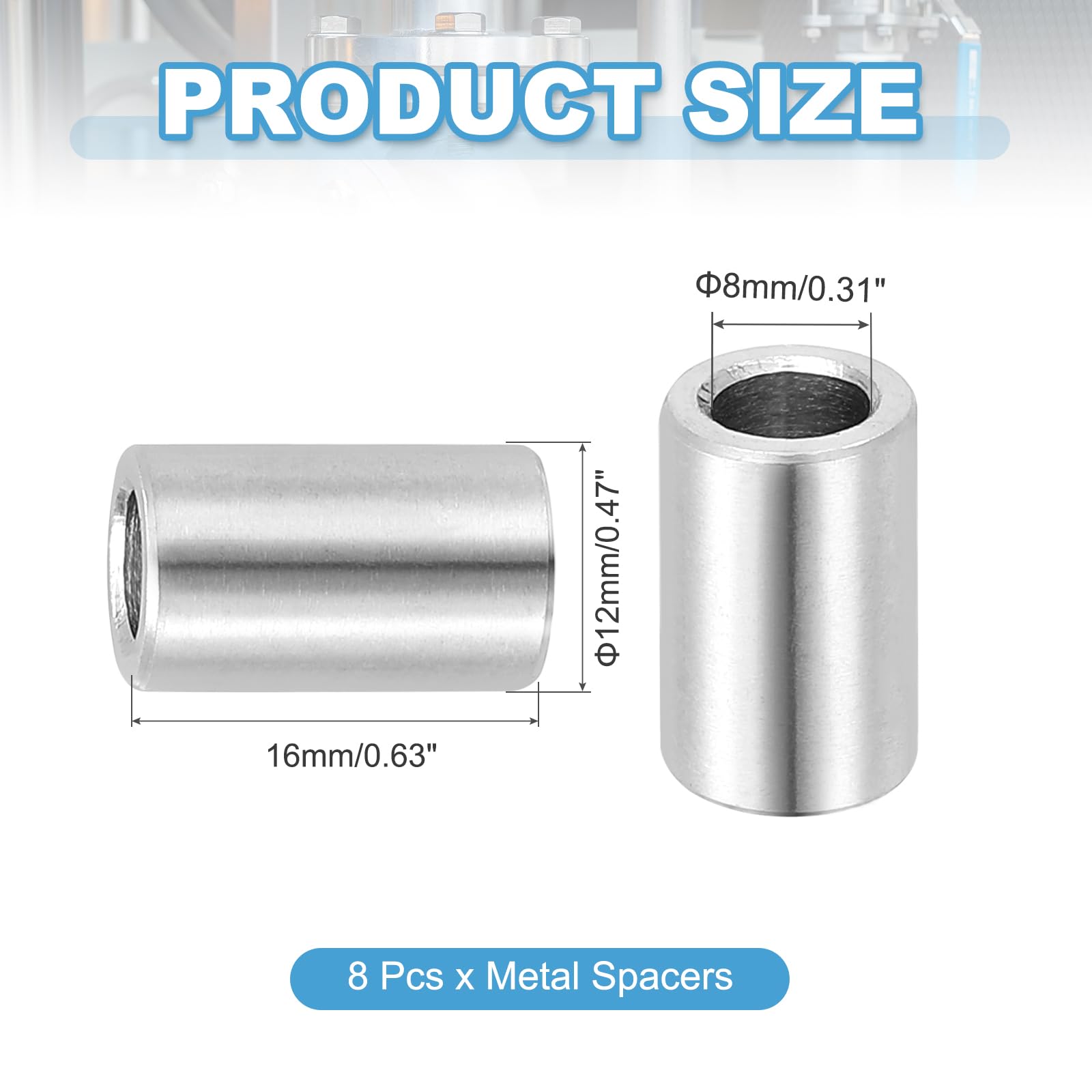 PATIKIL 8 Pcs Stainless Steel Spacers - Image 2