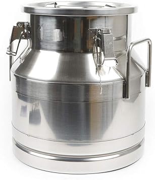Ethedeal Milk Can - 20L/5.25Gal Stainless Steel Milk Can Canister Dairy Pot BucketSilver-20L/5.25Gal
