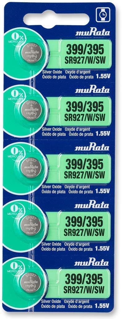 Murata SR927/W/SW 399/395 0% Mercury Silver Oxide, 1.55V - Pack of 5