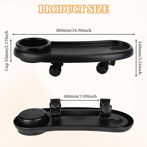 Miniatura 2 de Bandeja universal para refrigerios para cochecito compatible con Mockingbird y la mayoría de los demás, bandeja universal ajustable para cochecito