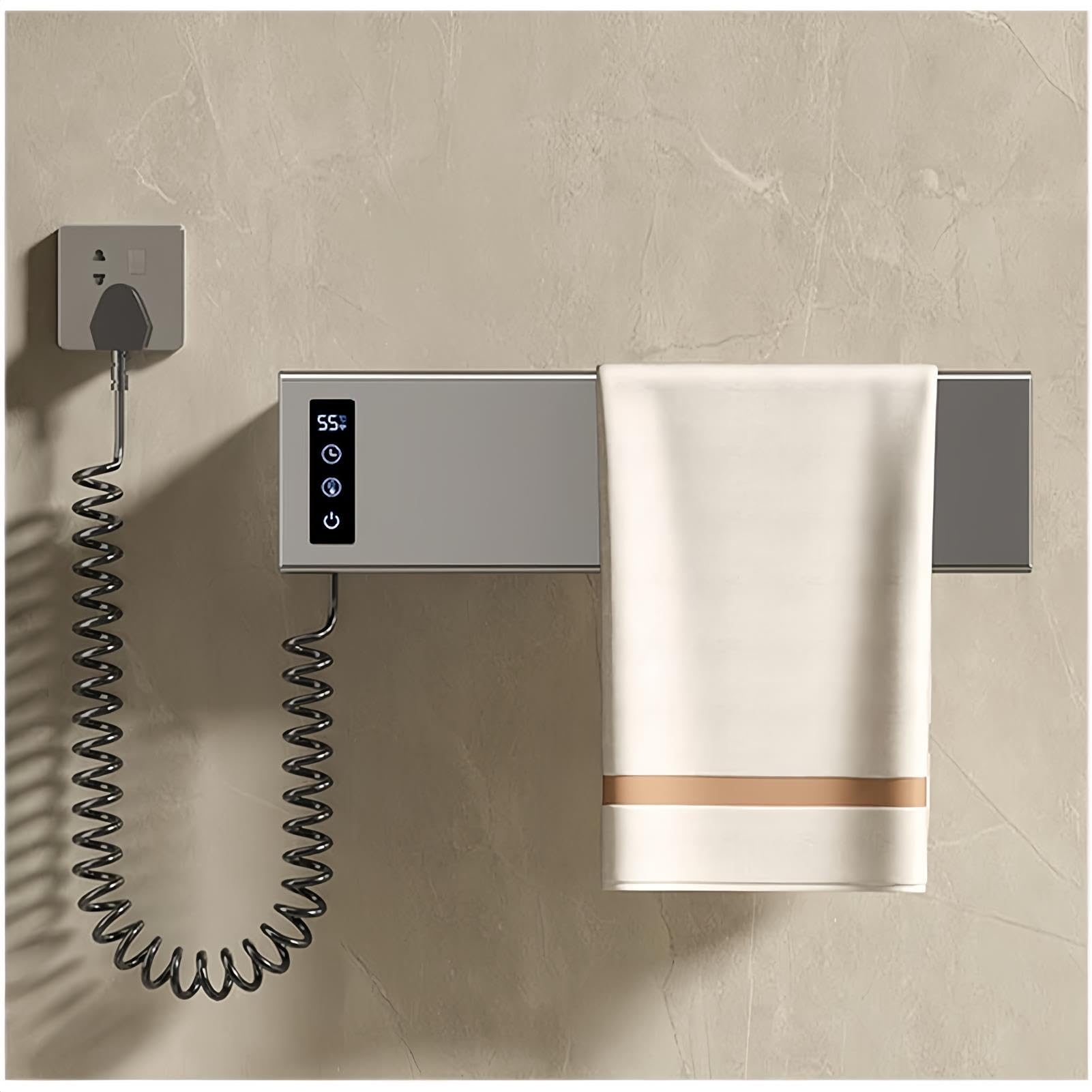 Elektrischer Wandhandtuchwärmer mit LED-Anzeige – Heizkörper mit Einstellbarer Temperaturregelung von 40–65 °C, ideal für Badezimmer und Spa-Bereiche
