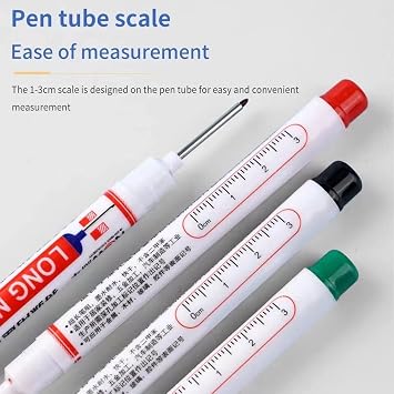BetterJonny 16Pcs Deep Hole Marker Pens, 20mm Long Head Deep Hole Marker Carpenters Pen Hole Marker Tool for Architect Carpenter Permanent Marking of Hard to Reach Areas 4 Color(Black Blue Red Green)