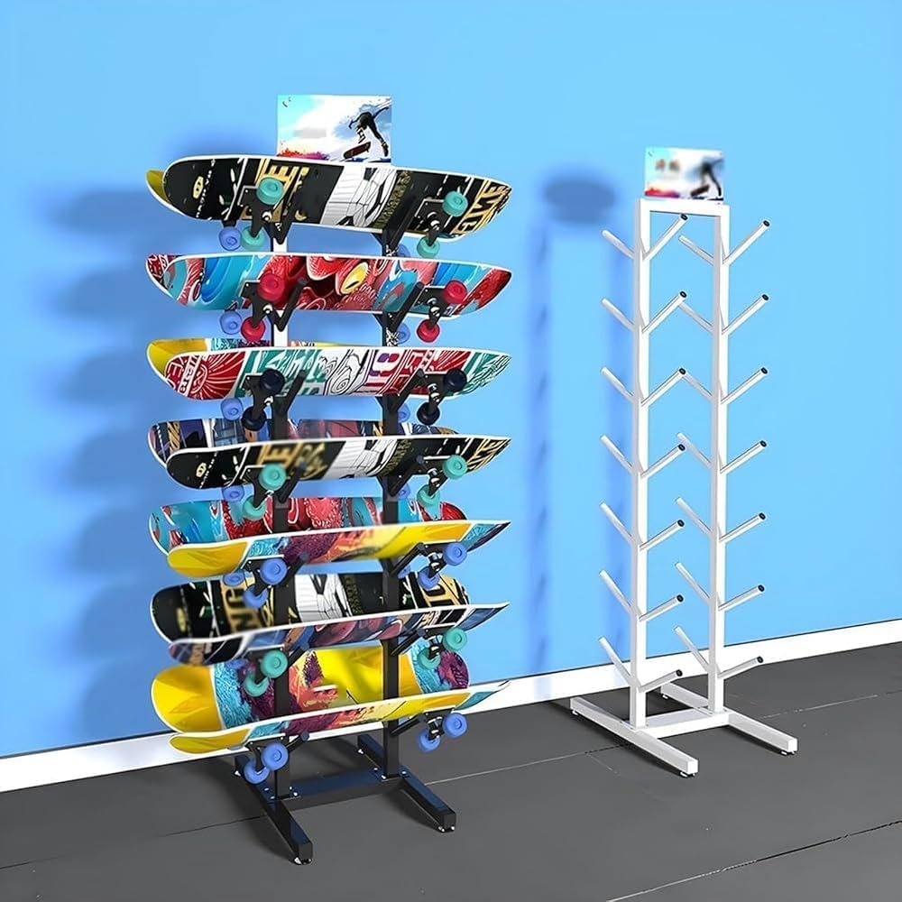 Heavy-Duty Metal Ski Storage Rack – Freestanding 7-Pair Steel Holder, Floor Display Stand for Garage/Shop & Home Gym Organization